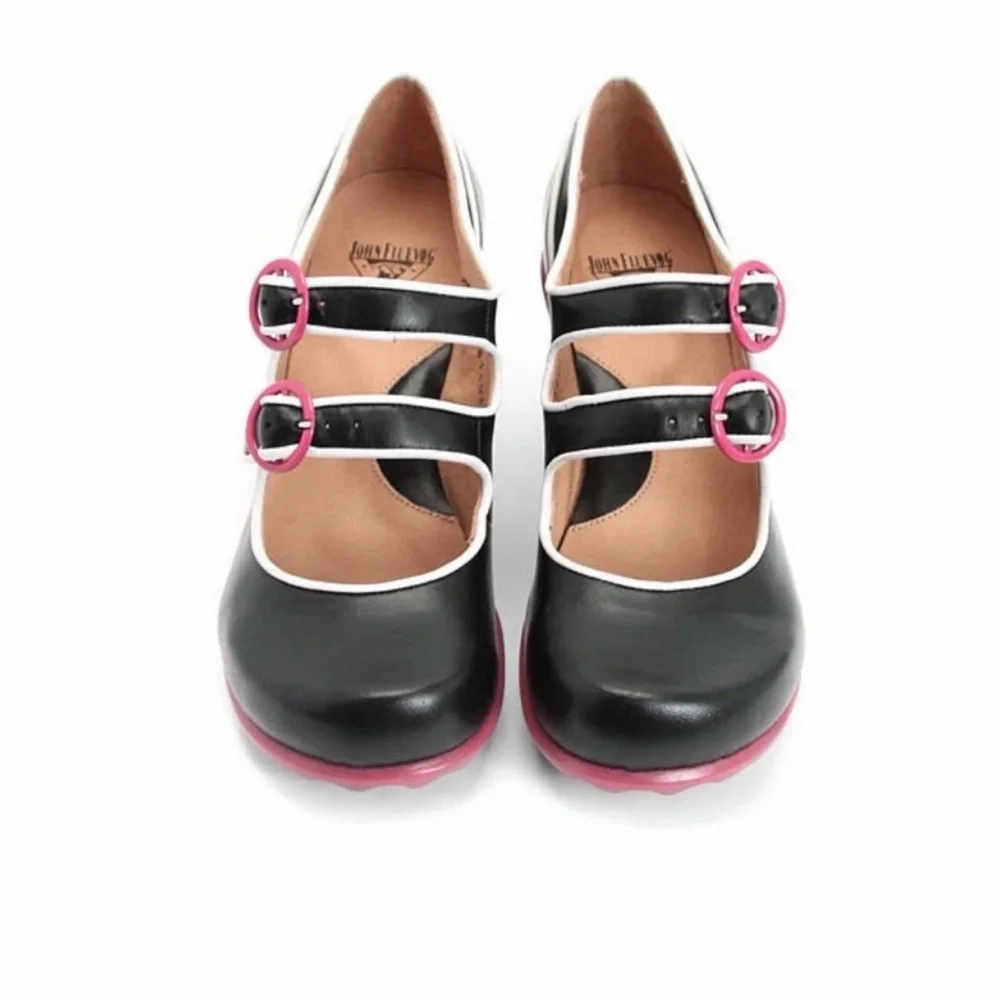 Liz Double Buckle Mary Jane Heel - Black and Pink - Picture 5 of 13